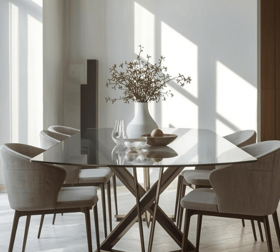 Modern glass dining table