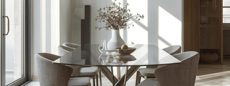 Modern glass dining table
