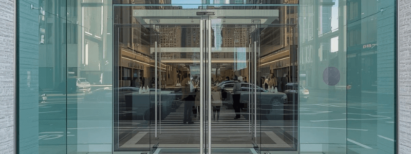 Modern retail storefront in Dubai with clear tempered glass façade